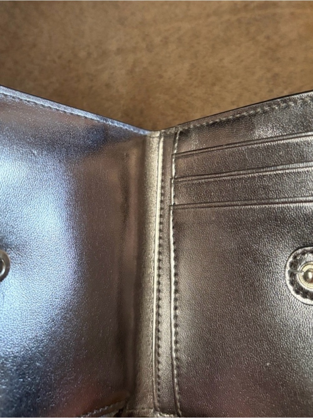 kate spade metallic gray pebbled leather zip wallet - Picture 12 of 15